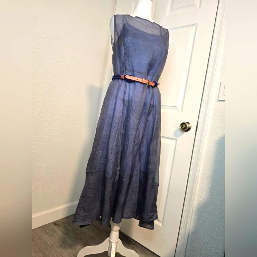 SULA Elegant Blue Sleeveless Dress with Undwrslip. Size M